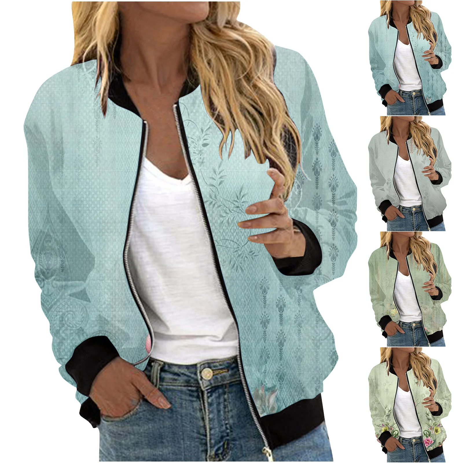 Women Autumn Fashion Leisure Square Thin Pocket Jacket Blouse Coat Baseball Top