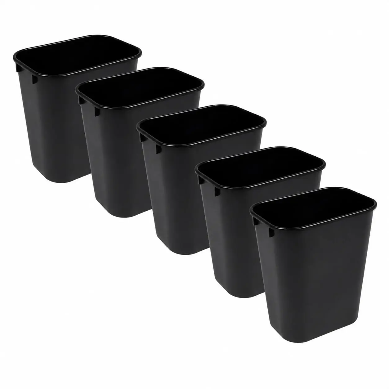 5-Pack 3.5-Gallon Under-Desk Wastebasket for Small Spaces – Recycled Plastic, Space-Saving, Non-Slip Bottom, Office & Home Use