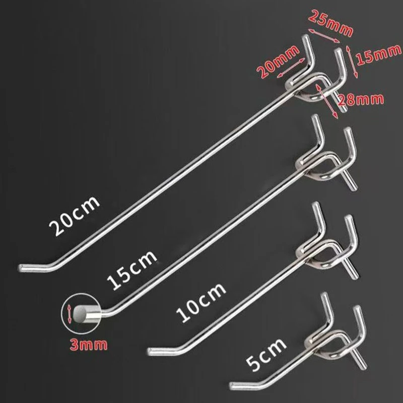 10er-Pack Displayhaken für Einzelhandelsgeschäfte, Metall-Pegboard-Haken, Warenregalhalter, perforierte Wandhaken – Detail 5