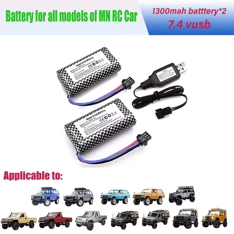 3000mAh 7.4V Large Capacity Lithium Battery Accessories MN82 MN82S MN99S MN168 MN128 MN78 RC Lipo Accessories Battery Charger