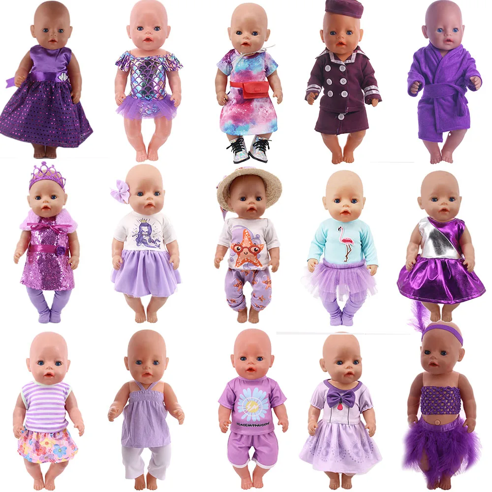 

43Cm Purple Doll Clothes Are Suitable For 18 Inch American Girl Christmas Clothes 43CM Baby Dolls 17 Inch Newborn Dolls