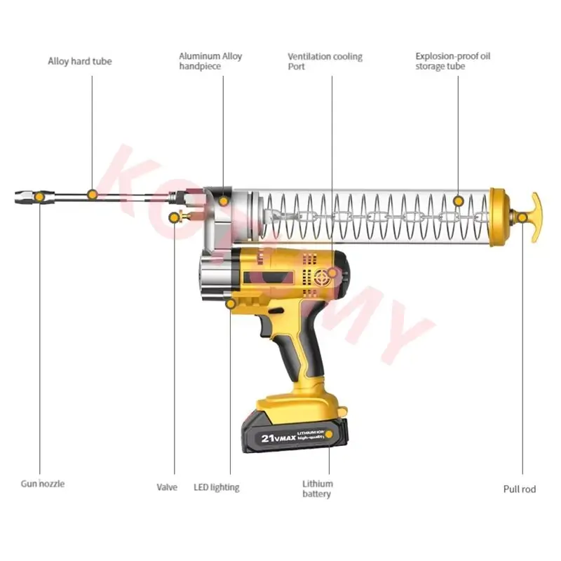 Heavy Duty Engineering Electric Grease Gun Lithium Battery Rechargeable Oil Injector Excavator Special Fat Filling Machine