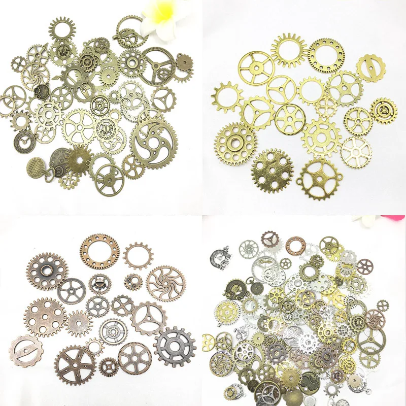 35pcs Mix Retro Antique Small Size 9-50mm Alloy Mechanical Steampunk Cog Gears Charm For Jewelry Making Diy Accessories Supplies