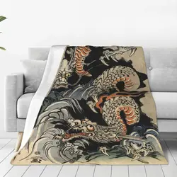 Utagawa Kuniyoshi - Dragons Blankets Flannel Breathable Sofa Throw Blankets For Home Bedroom Outdoor Throws Bedspread Quilt