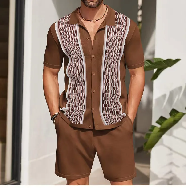 Summer Men Shirt Sets 3d Print Streak Pattern Short Sleeve Casual Shirt Oversized Beach ShortsStreetwear Hawaiian Suits Clothing