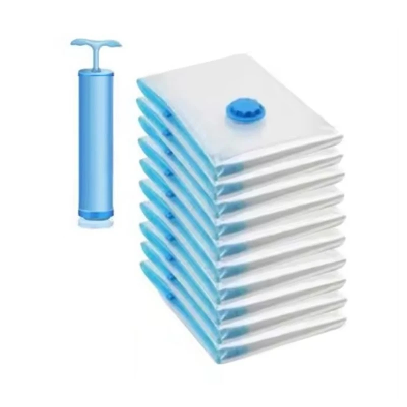 Manual Pump Compatible 10Pcs Thickened Transparent Quilt Vacuum Compression Storage Bags