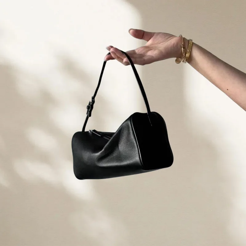 

XiYuShi Retro Cowhide Pen Holder Bag Casual Mini Handbag Temperament Fashion Autumn and Winter Single Shoulder Underarm Bag