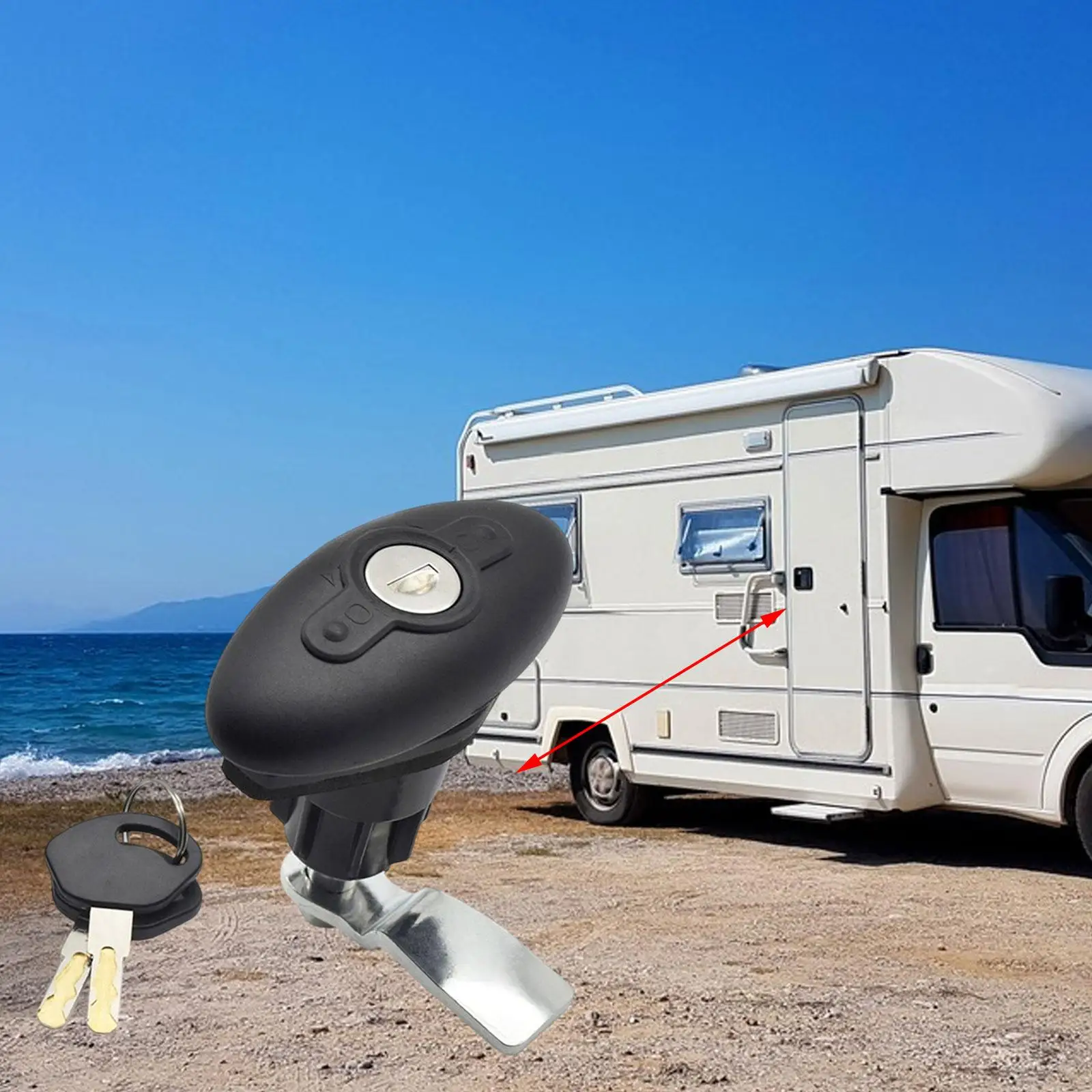 

Black Nylon Entry Door Lock Paddle Latch Compartment Accessory for Camper RV Travel Trailer Caravan Motorhome