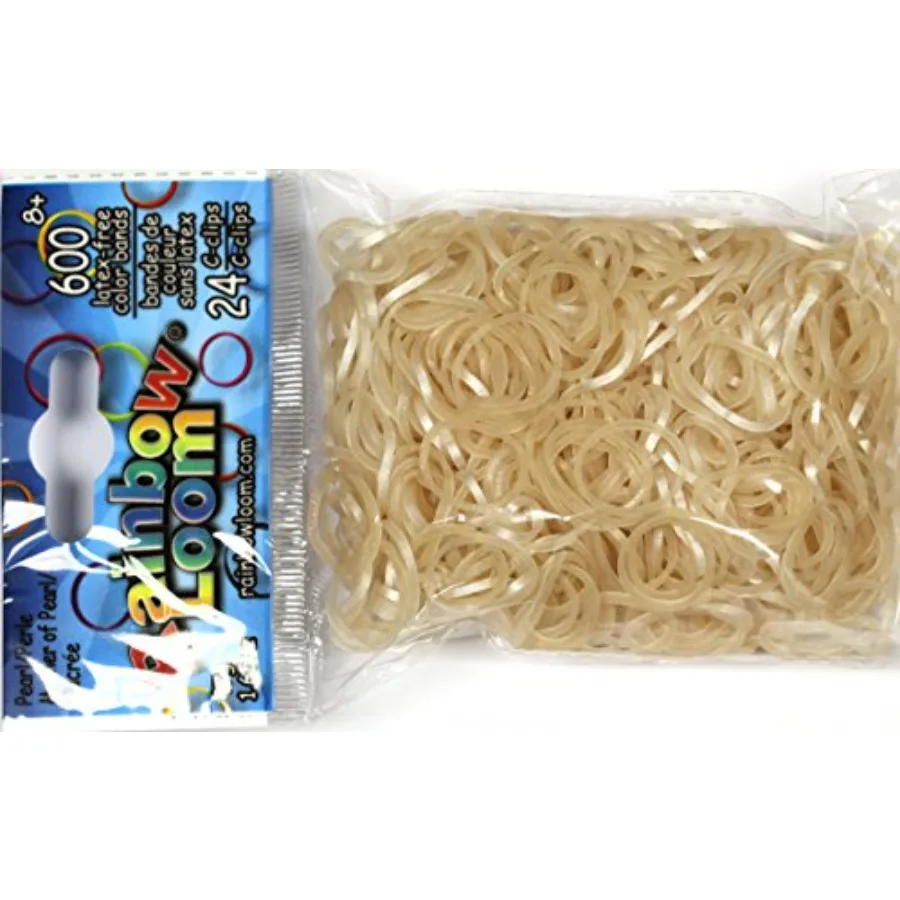 

Заправка резиновых лент Raow Loom с перламутром — 600 лент и 24 C-зажимами