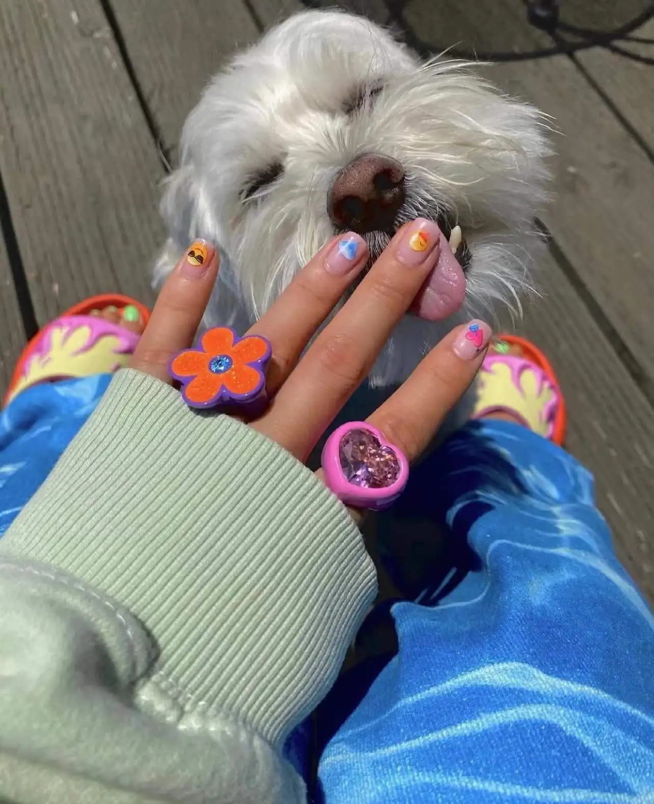 Colorful Glitter Enamel Flower Rings Fashion Floral Big Chunky Cocktail Ring for Women Girls Party Jewelry Ins Trendy New