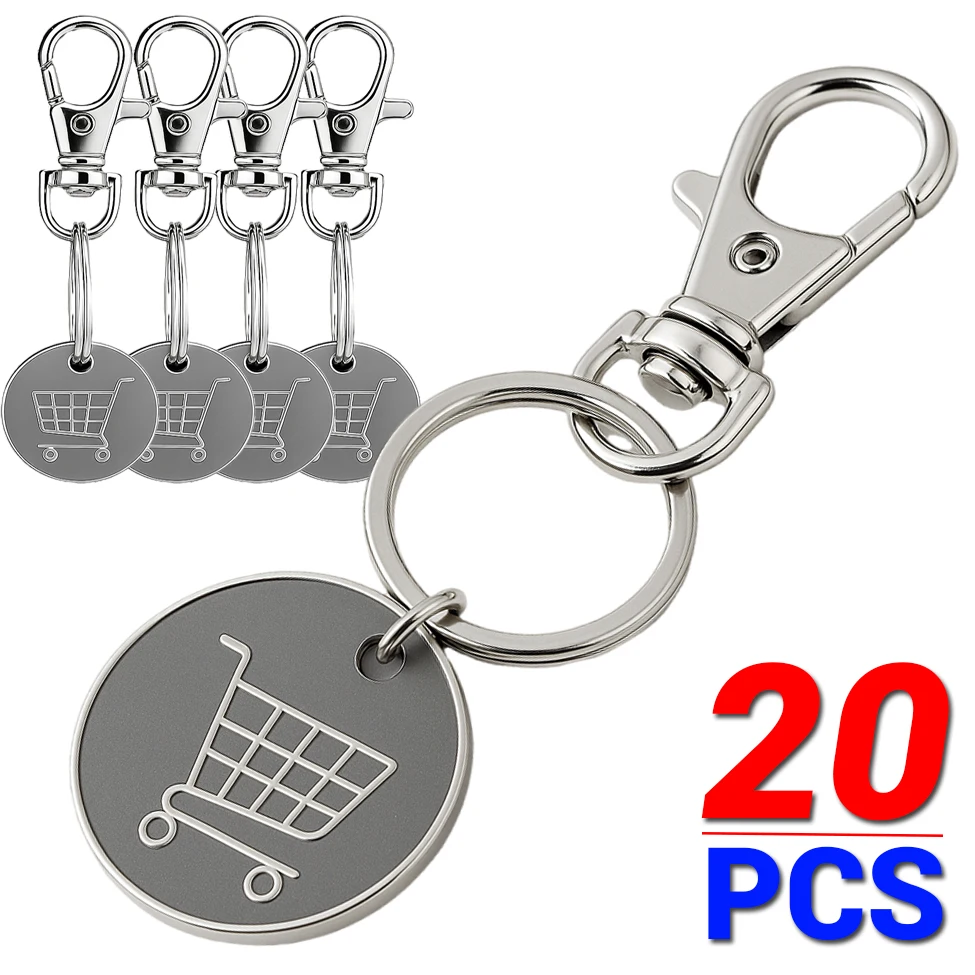 1-20pcs Metal Shopping Cart Token Remover Keychain for Trolley Coin Universal Carabiner Hook Convenient Supermarket Accessories