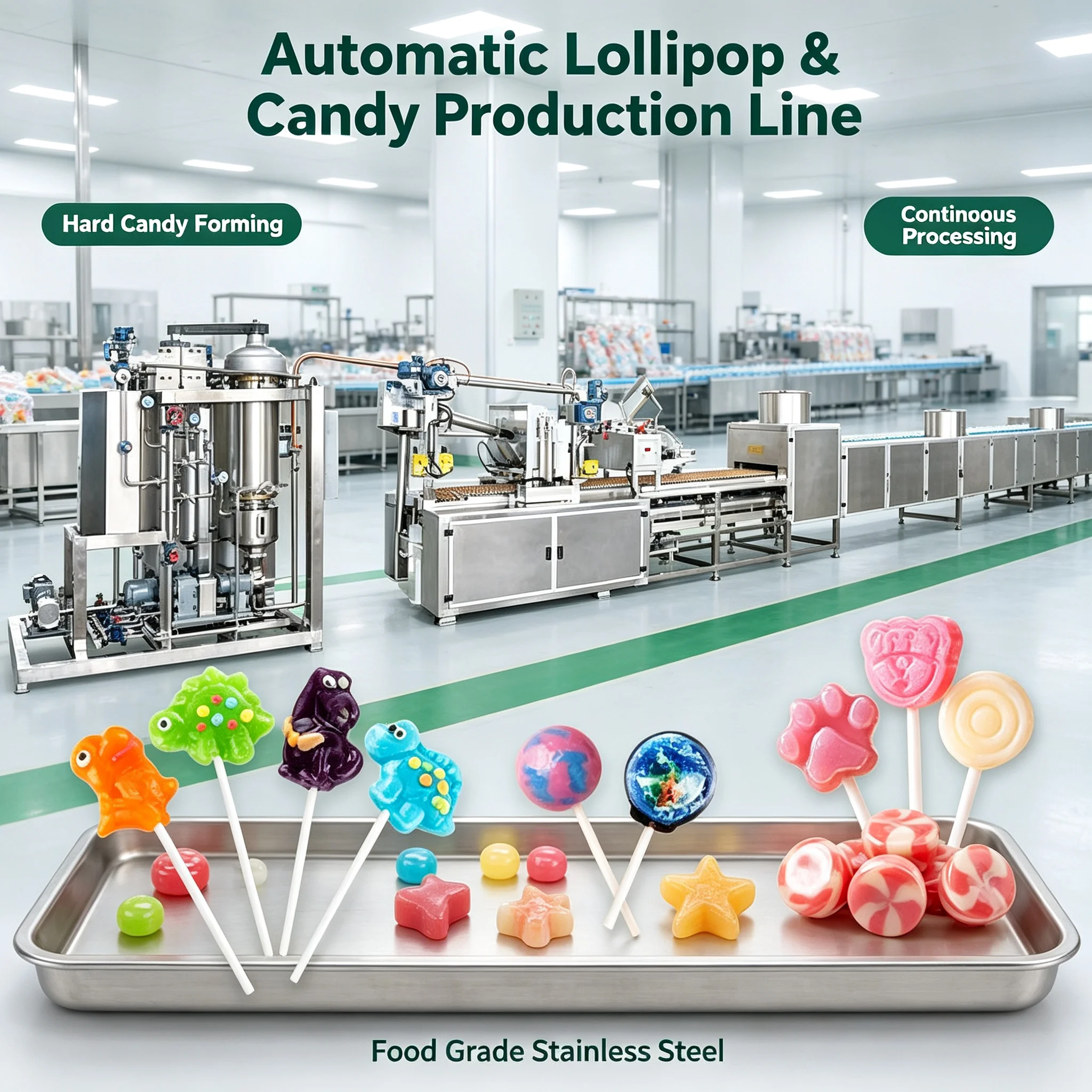 Candy Molding Processing Line Fully Automatic Lollipop Extrusion Machine for Confectionery Production Customized