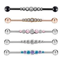 14g Stainless Steel Long Industrial Piercing Snake Cats CZ Crystal Piercing Barbell Earring Cartilage Helix Piercing