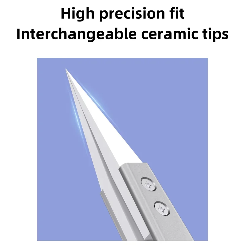 Mechanic S-grade Ceramic Tweezers Non-magnetic Precision Insulation Straight/Curved Tip for Phone Electronic Flying Wires Repair