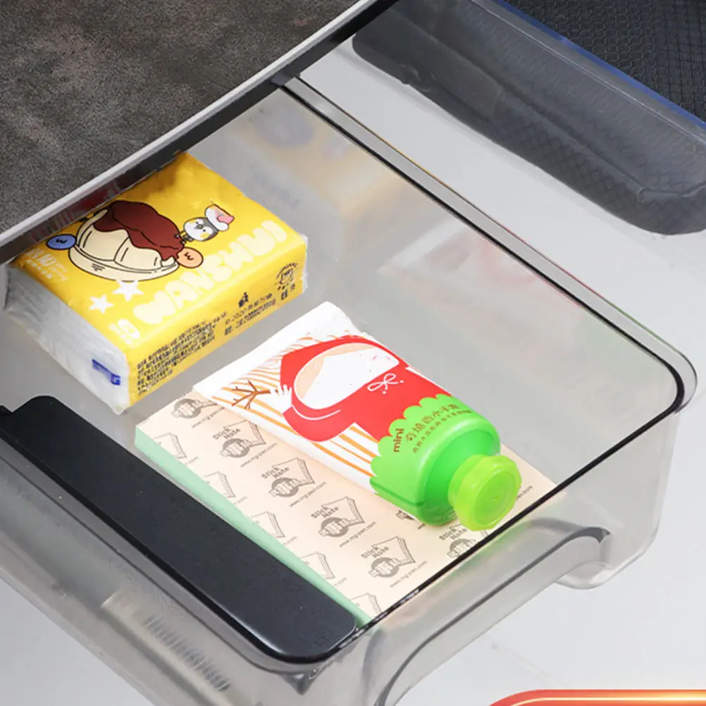 

1pc Under Desktop Drawer Organizer Transparent Stationery Box Large Capacity Pen Ruler Jewelry Storage Under Table Stationary