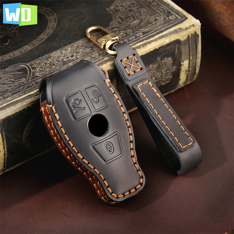 

Leather Car Key Case Cover Protector Shell For Mercedes Benz A B C E Class GLS GLA GLK GLC CLS CLA AMG W204 W205 W212 W463 W176