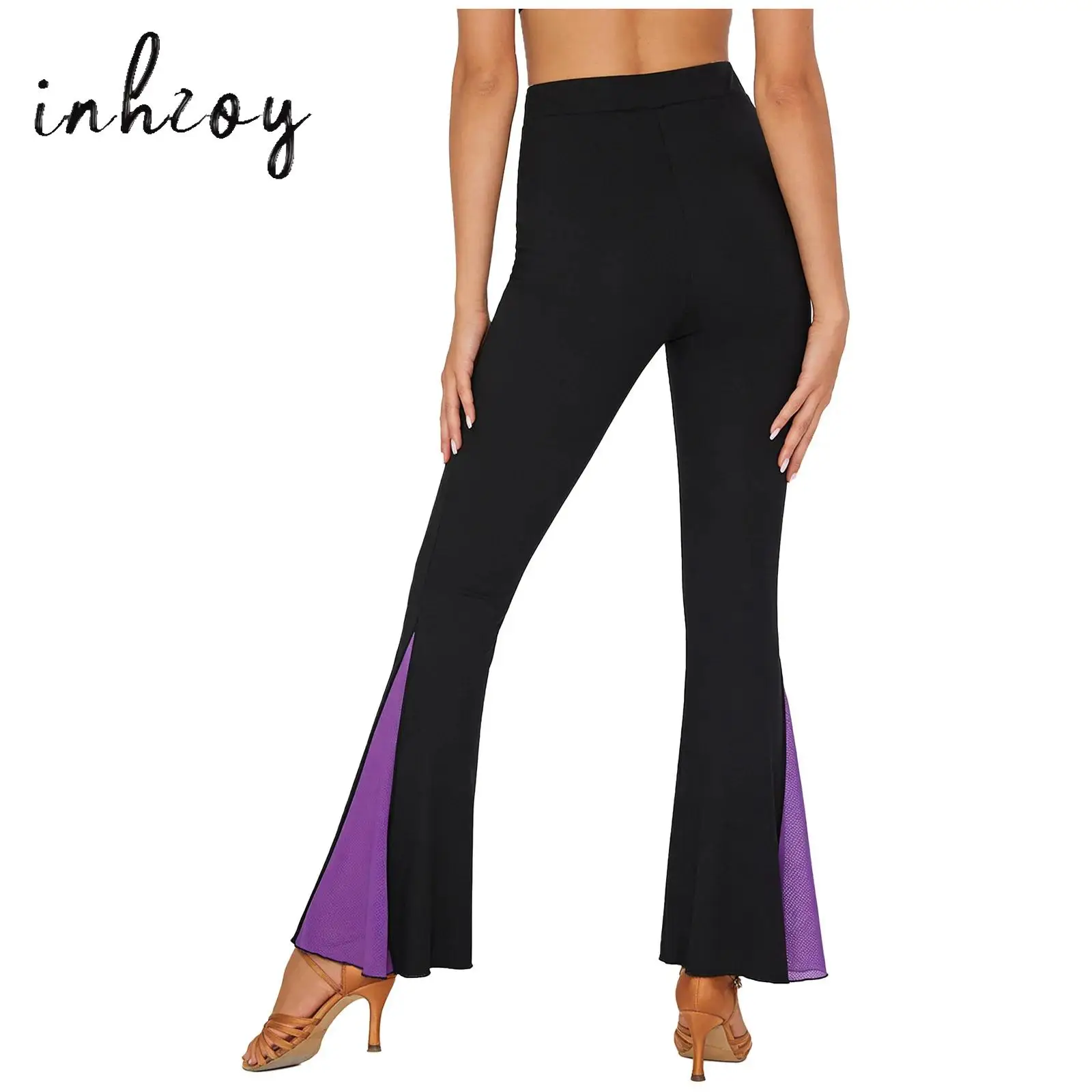 

Elegant Modern Dance Pant Women Long Latin Trousers Professional Ballroom Practice Costume Stage Performance Dancewear
