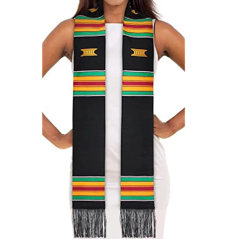 Double Layered Tassel Shawl Satin Finish 2024 Graduation Ribbon Logo Adult Etiquette Scarf Honor Shoulder Strap Confetti Gender