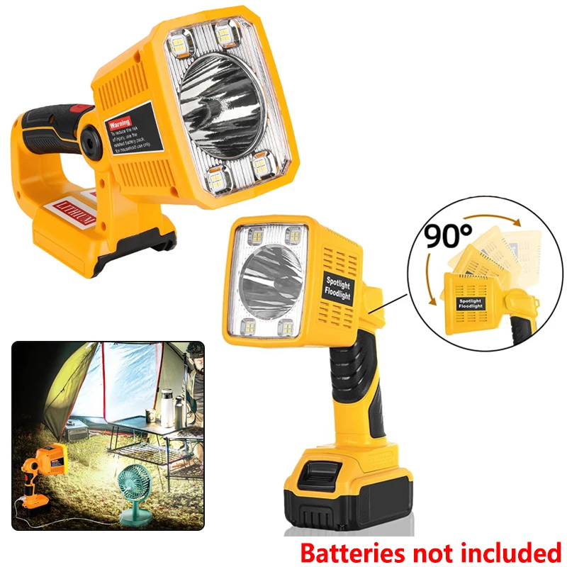 

For DEWALT 18V Lithium Battery 1250LM LED 18W Work Light Flashlight for Camping, Car Repairing, Emergency and Job Site Lighting
