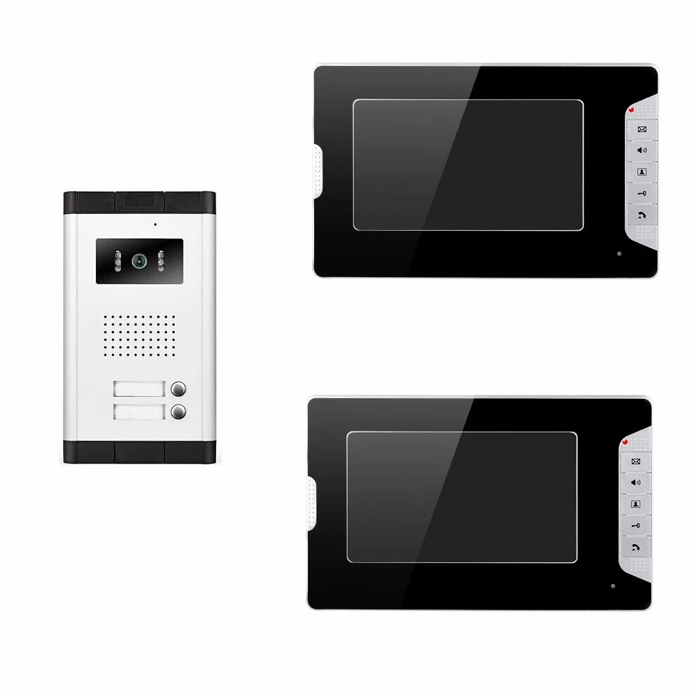 Wired 7inch TFT LCD Screen Multi Apartments Building Intercom System Visual Doorbell with Waterproof Cover