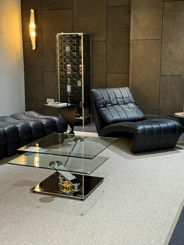 Italian Style Light Luxury High-End Mechanical Rotating Coffee Table New Designer Stainless Steel Coffee Table