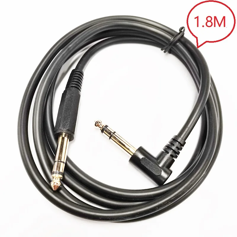 NCHTEK 1.8M Length Golden Plated Right Angled to Straight 6.35mm Stereo Male Jack 1/4'' TRS Instrument Audio Cable / 1PCS