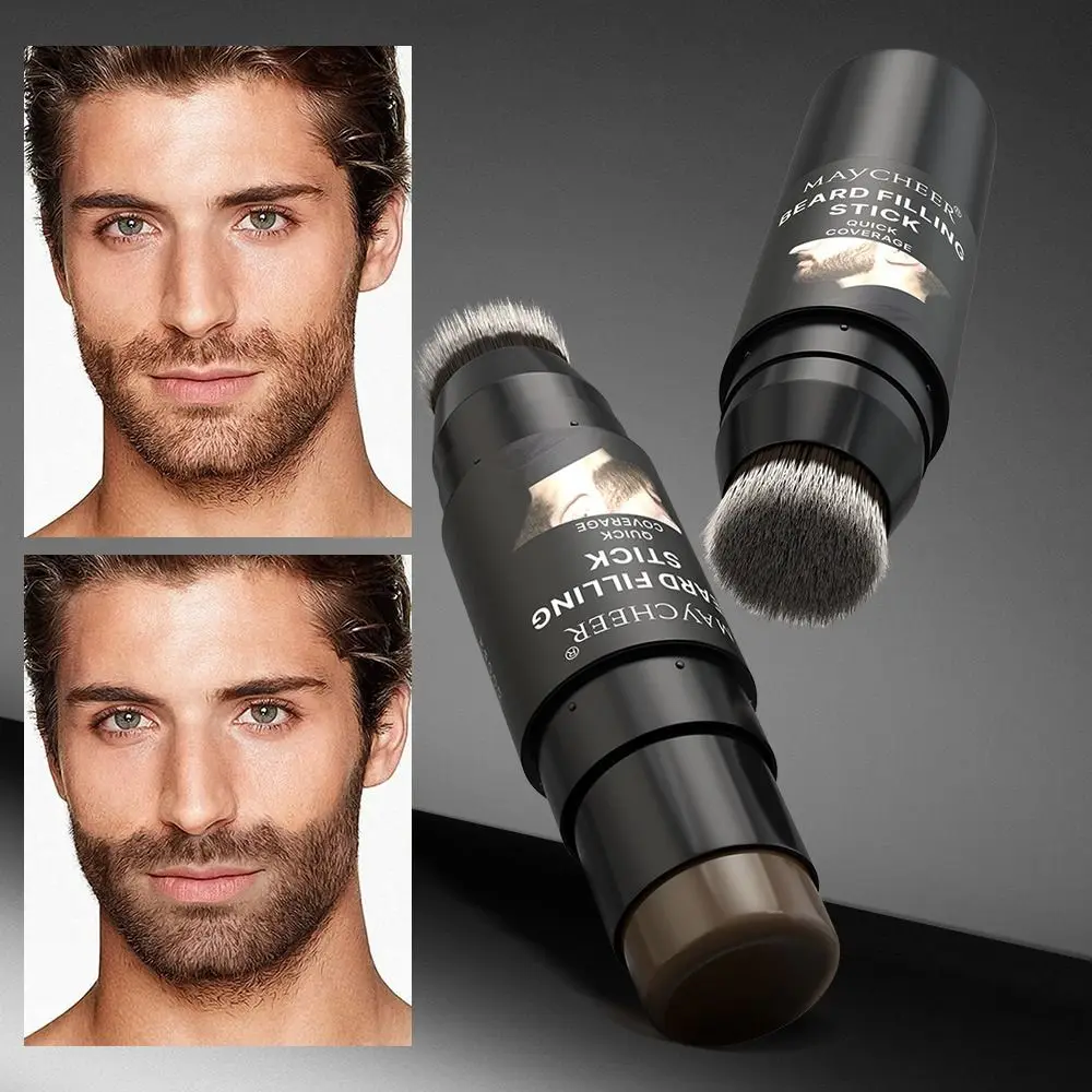 New 2 in 1 Beard Filler Stick with Brush Waterproof Beard Filling Pen Multifunctional Usage Sweatproof Moustache Filling Pen