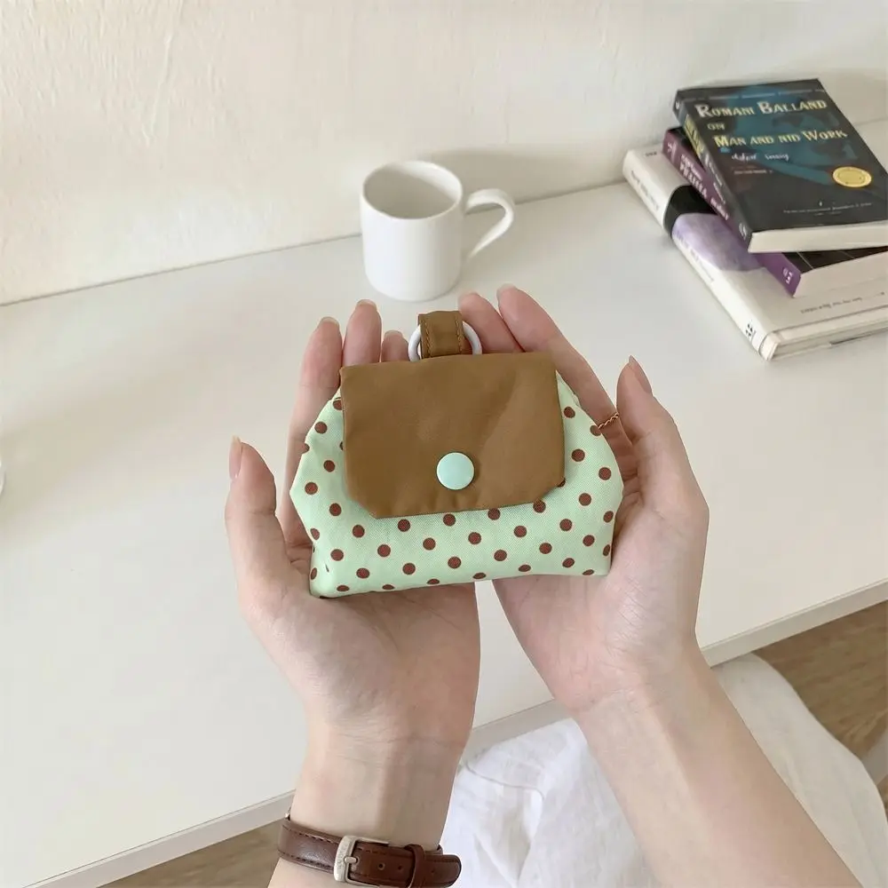 Multifunctional Plaid Polka Dot Storage Bag Cute Print Small Cosmetic Bag Key Ring Korean Style Floral Organizer Bags Travel