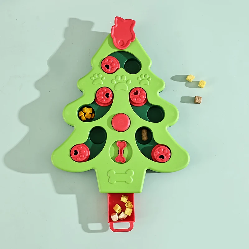 

New Interactive Slow Feeder Dog Puzzle Toy Christmas Tree Dog Treat Toy for IQ Training Funny Pet Bowls & Feeders