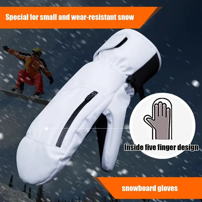 Guantes de nieve gruesos térmicos para hombre y mujer, manoplas cálidas con pantalla táctil de invierno para adultos, para clima frío, manoplas de moto de nieve