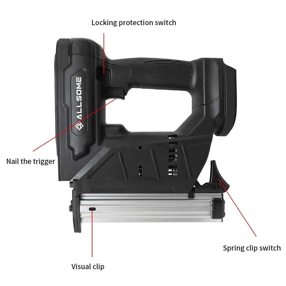 Allsome-コードレス電動ネイルガン,18V,f30,422,木工,ホッチキス,家庭用,ポータブル,フレーム,マキタバッテリー