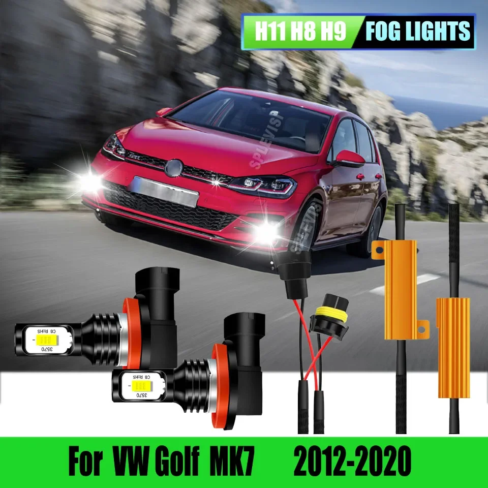 H8 H9 H11 Fog Light Bulbs LED Resistor Kit Relay Harness Adapter For VW Golf  MK7 2012 2013 2014 2015 2016 2017 2018 2019 2020