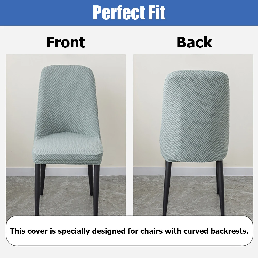 Twill Style Curved Back Chair Cover Stretch Jacquard Arc Seat Covers Anti-dirty Stool Slipcover for Dining Room Home Decor 1PC