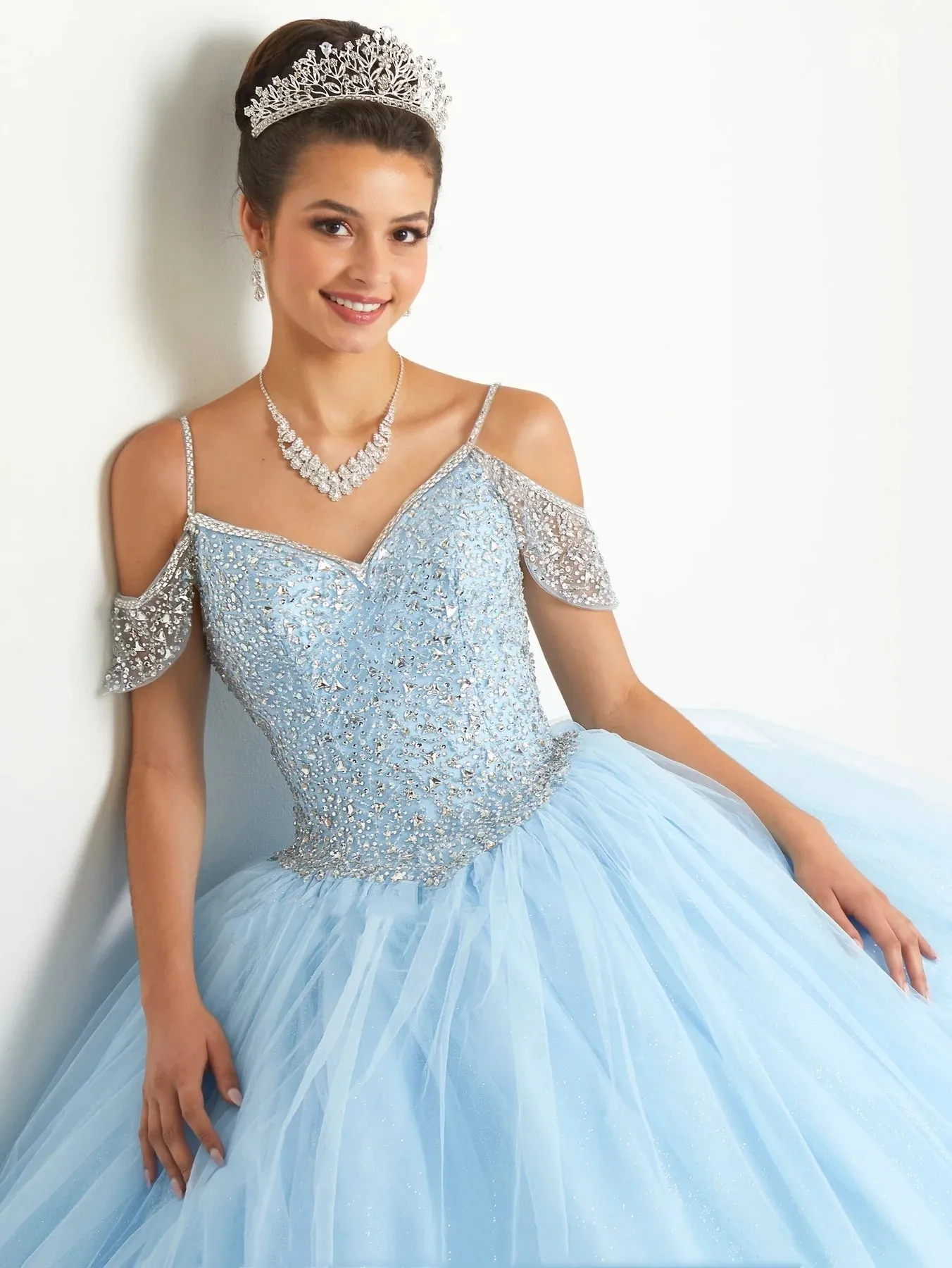 Teal Blue Charro Quinceanera Dresses Ball Gown Off The Shoulder Tulle Beaded Puffy Mexican Sweet 16 Dresses 15 Anos