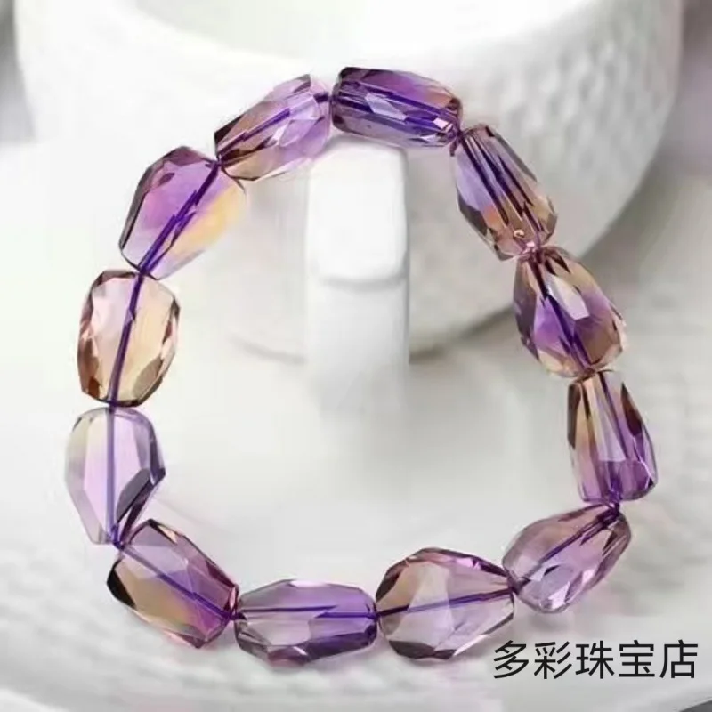 Natural Amethyst Ametrine Ball Beautiful Citrine Single-Wrap Bracelet Crystal