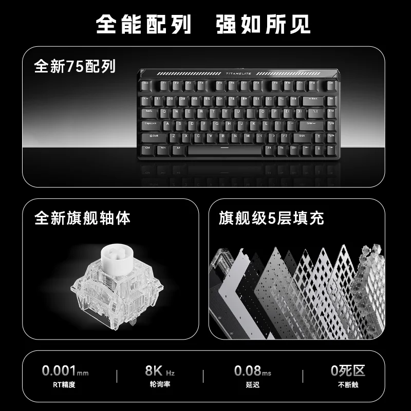 Custom Mad Catz TITAN 75 Turbo HE Keyboard 75 Layout Per Key RGB Float Switch Dual USB C PBT Caps Gaming Office