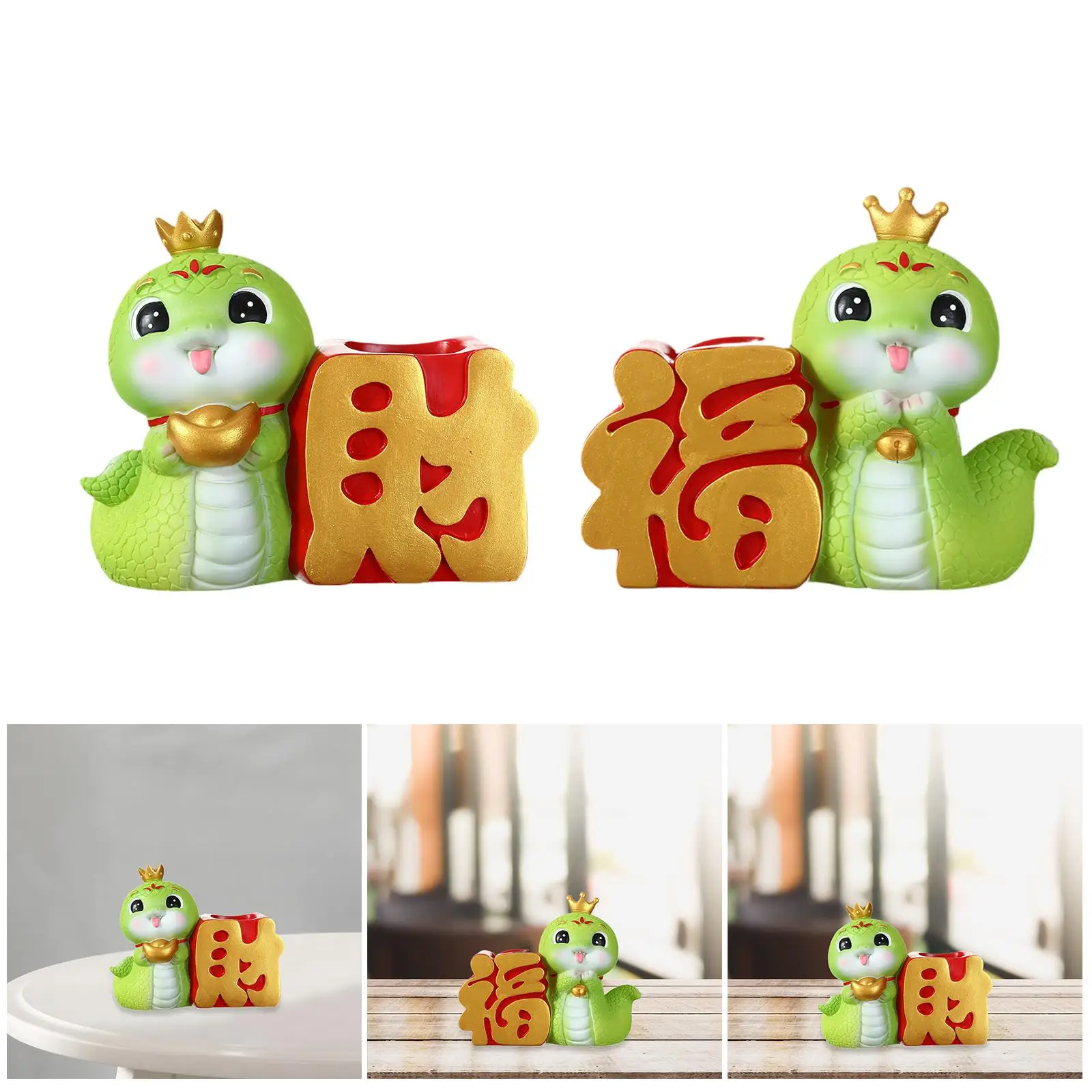 Cartoon Snake Statue Decorative Figurine Flower Vase Cute Flower Arrangement for Bedroom Cabinet Bookshelf Shelf Entrance