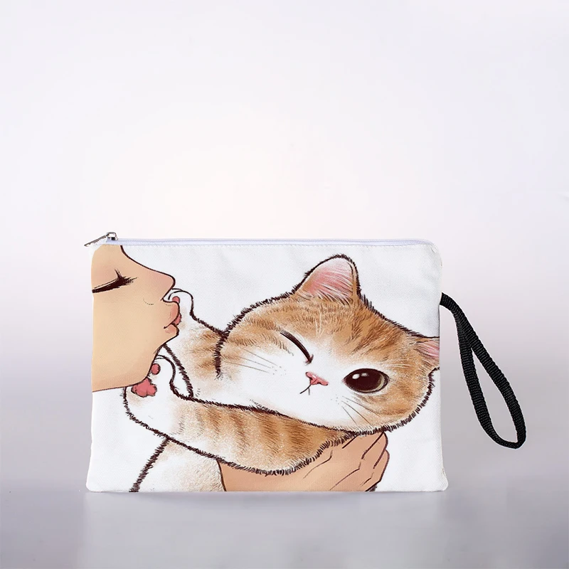

Kissing Cat Printed Women's Cosmetic Bag Cute Leisure Travel Portable Storage Handbag Cosmetic Bag Toiletry Bag