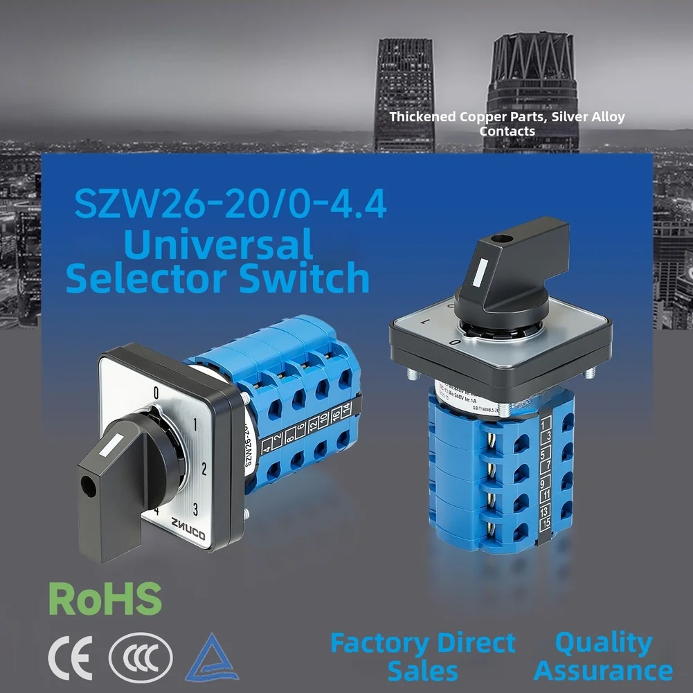 Manual 20A Transfer Switch with 0 1 2 3 4 Selection Positions for Industrial Automation and Control Systems SZW26 20/0 4.4