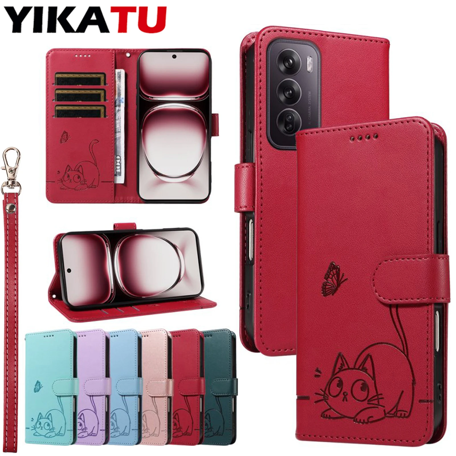 

Multi Card Wallet Leather Case Flip For OPPO Reno 13F 13 Pro 5G 12F 4G 11F 11 10 8T 8 7Z 7 Lite 6Z 5Z 5F 4Z 4F 4 Anti-fall Cover