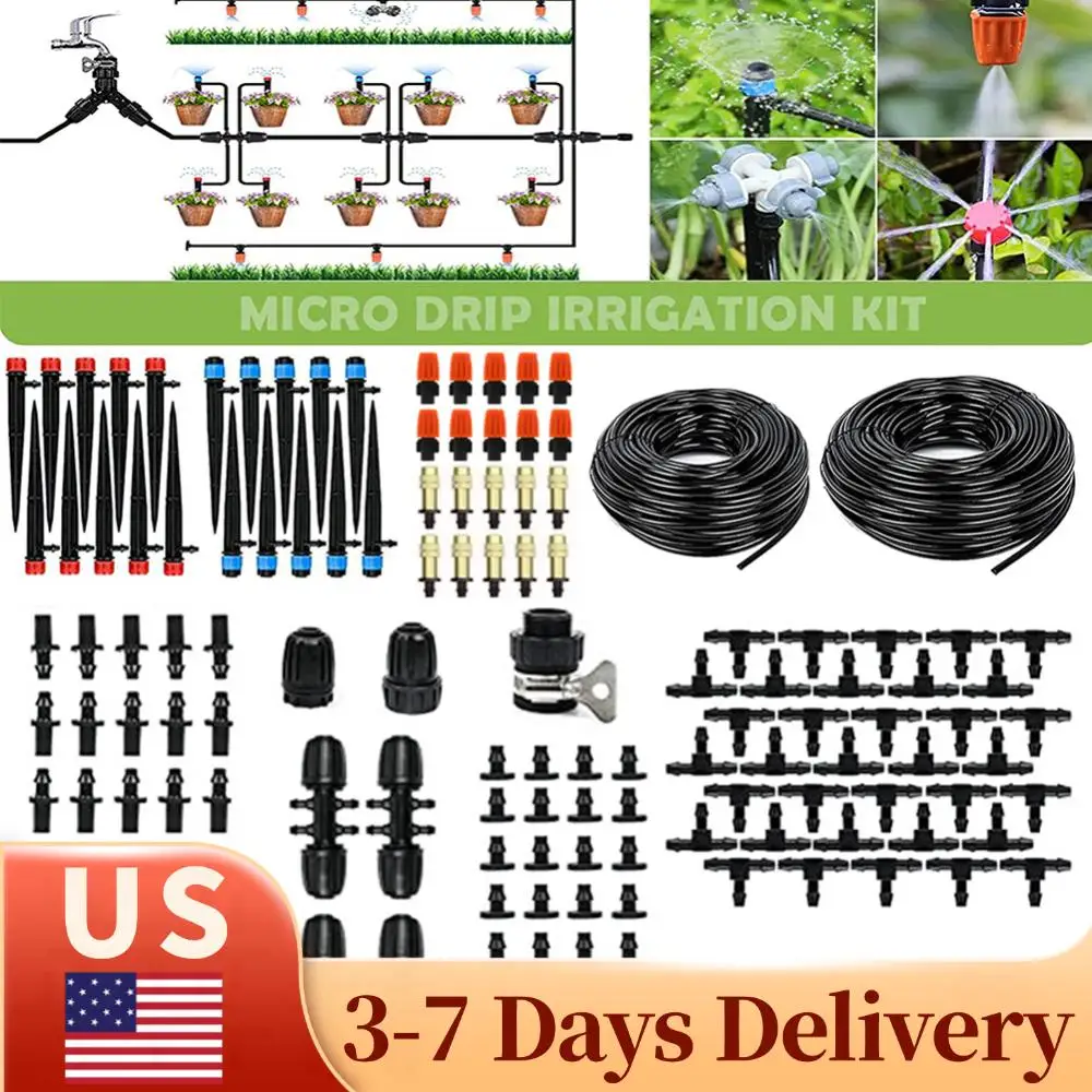 

200FT Automatic Garden Plant Watering System with 1/2 Inch Hose 1/4 Inch Distribution Tubing Automatic Irrigation System