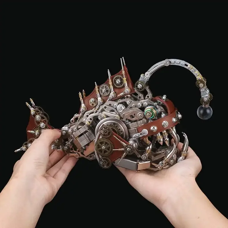 

DIY Lantern Fish Metal Assembly Model 3d Puzzle Adult Toy Mechanical Assembly Kit Marine Life DIY Steampunk Anglefish Models