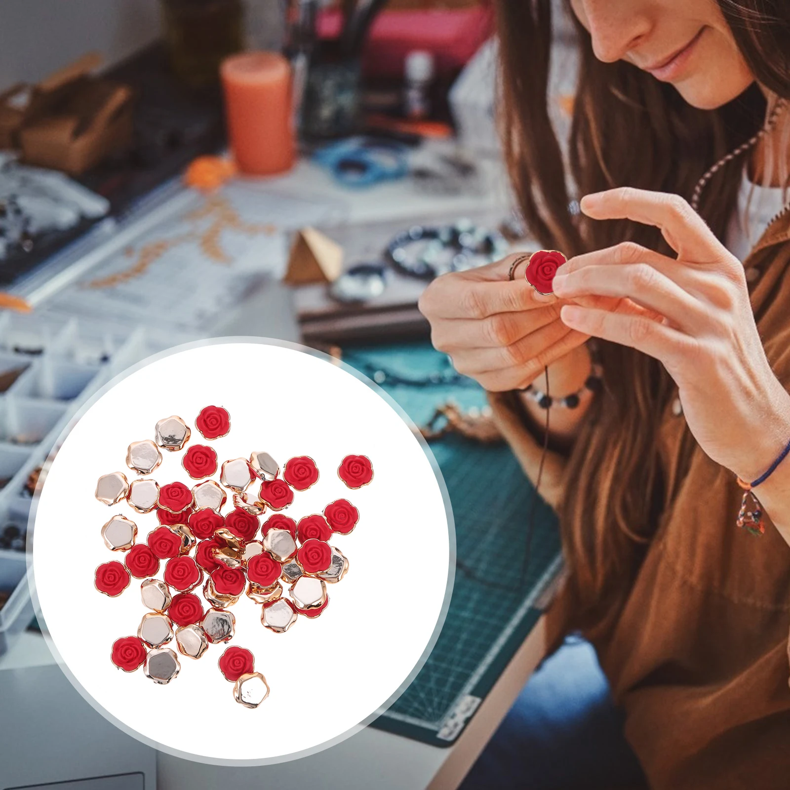 50 قطعة DIY بها بنفسك الورد الراتنج دبوس الشعر السحر الاكسسوارات الحرفية سوار قلادة حقيبة ديكور لوازم اليدوية جراب هاتف ملصقات