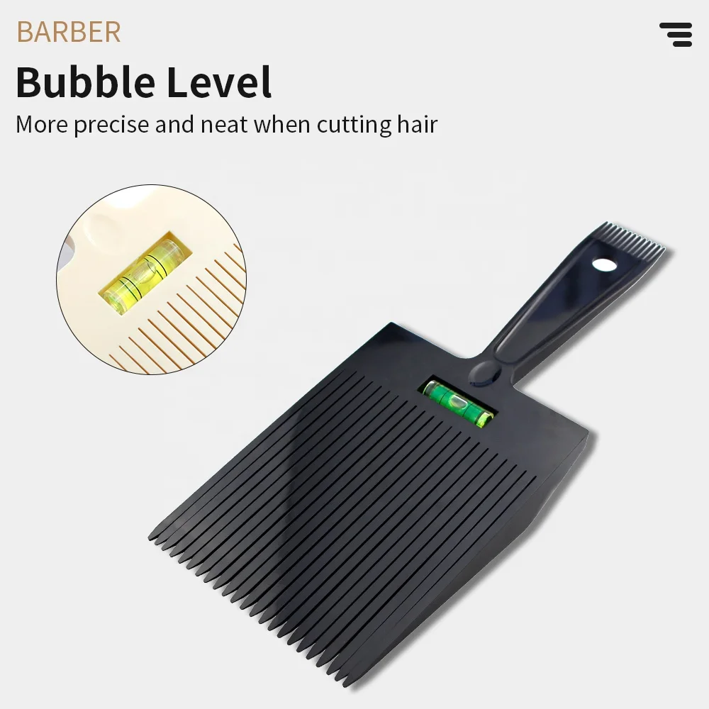 Professional Men Flat Top Comb Haircut Dual-Ended Barber Clipper Comb Flat Head Hair Cutting Comb With Level Bubble