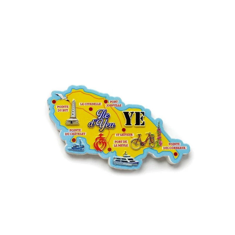 

France Ile d'Yeu 3D Resin Fridge Magnet - Port de la Meuze Scenery Magnet Frigo Aimants Réfrigérateur Home Decor