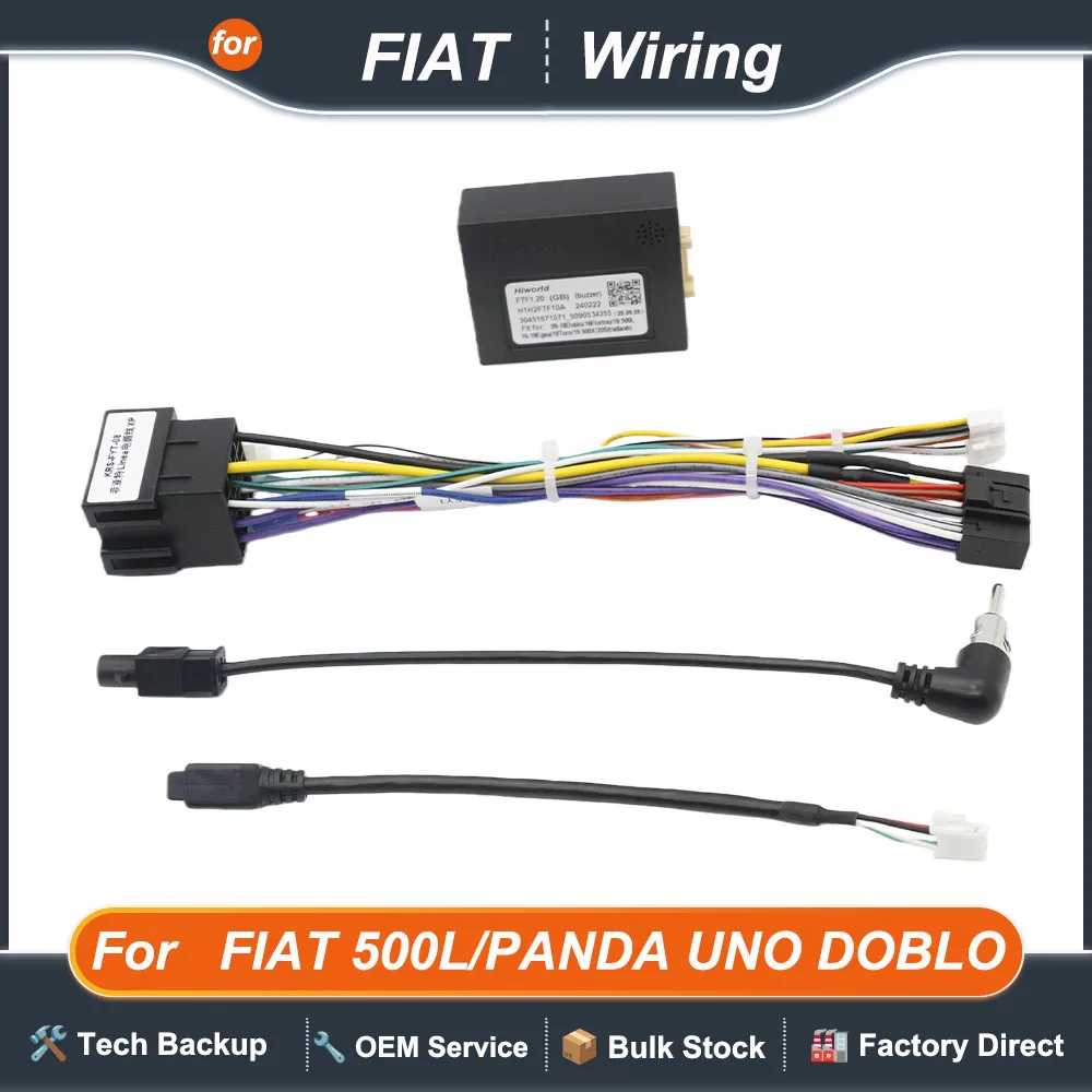 Car Accessories Car Radio Canbus Box Decoder For FIAT 500L/PANDA UNO DOBLO 2 Din 16PIN Wiring Harness Plug Power Cable Android
