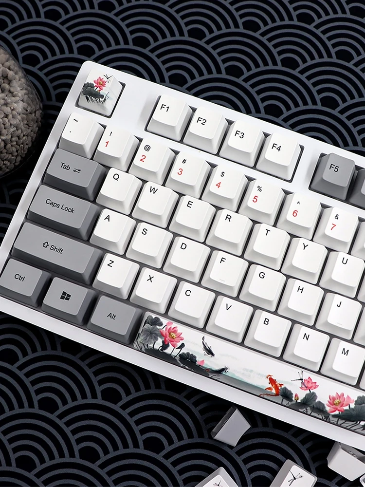 OEM Koi PBT Keycaps 118 Keys White Caps Black Letter Backlit Keycap for Layout 61/68/87/104/108 Cross Switch Mechanical Keyboard