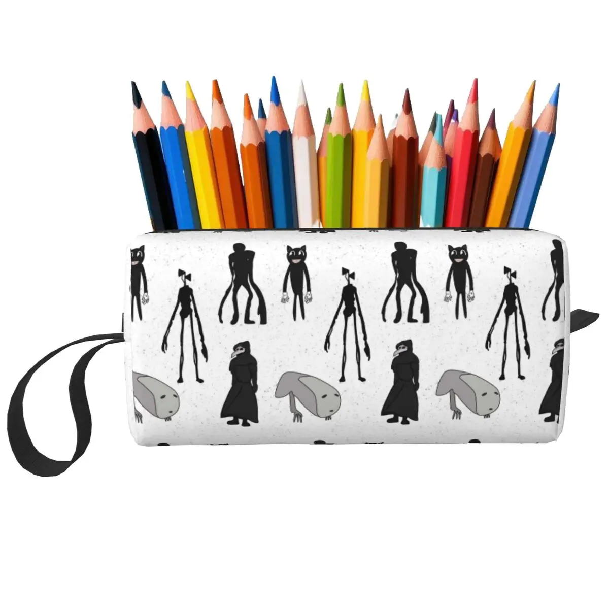 Siren Head, Breaking News, Witch Dr, Bridge Worm, Cartoon Cat Makeup BagToiletry Cosmetic Bag for WomenBeauty Travel Pencil Case