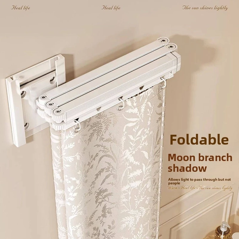 Foldable shower curtain for bathroom, no-drill installation, invisible waterproof shower partition for dry and wet separation