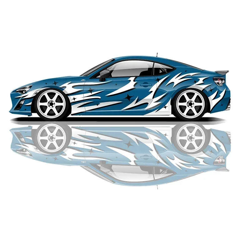 flame Car stickers modified racing car SUV accessories packaging decals PVC custom side graphic stickers decals